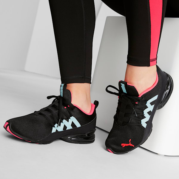 Tenis de entrenamiento para mujer Riaze Prowl, Puma Black-Ignite Pink-Aquamarine, extralarge